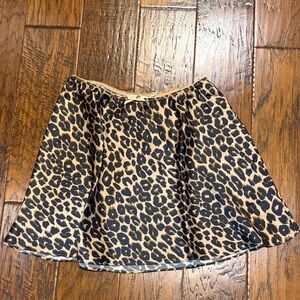 Reformation Black and Tan Leopard Silk Skater Skirt